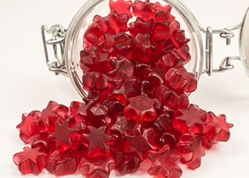 star shaped gummy candy in a glass jar