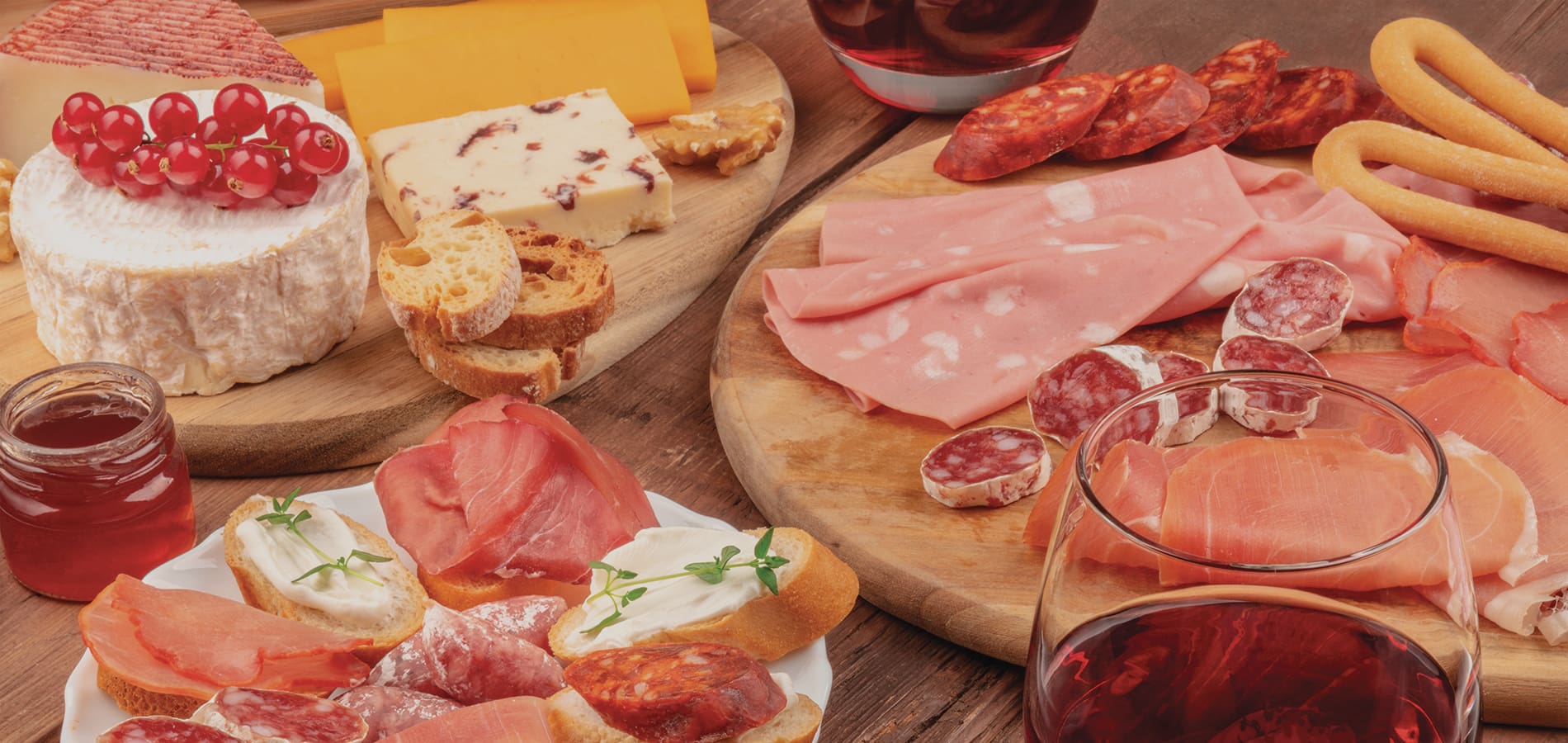 Assortment of processed sausages and meats