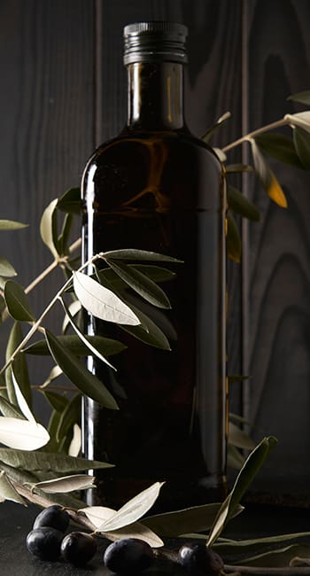 a dark tinted Bottle of cooking oil