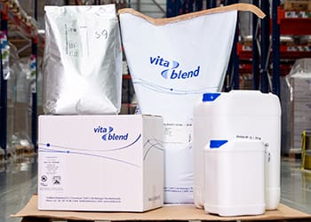 different sizes of vitablend packaging. Bags and boxes.